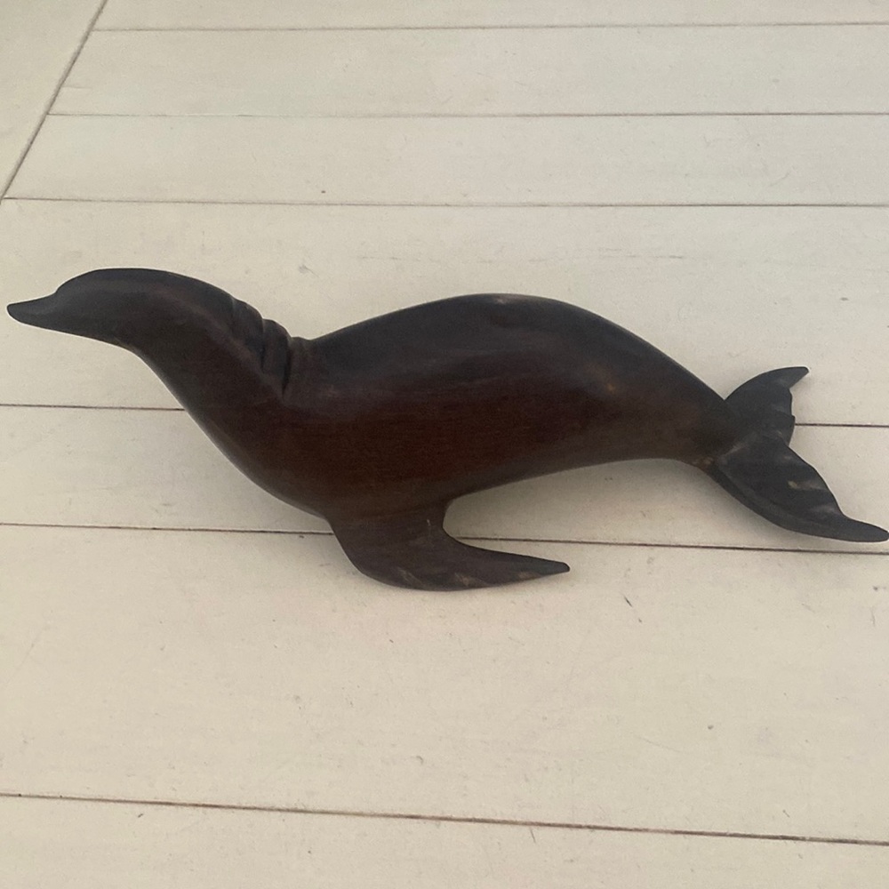 Vintage hand carved Sea Lion made of ironwood.